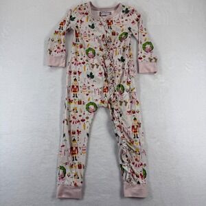 SweetHoney Girls‎ 4T Nutcracker Christmas Ruffle Zipper One Piece Pajamas Pink